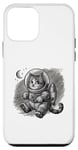Coque pour iPhone 12 mini drôle astronaute mignon animal chat avec étoiles dans l'espace enfants