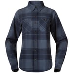 Bergans Nordmarka Flanellskjorta Dam Granite Blue/Navy Blue Check M -
