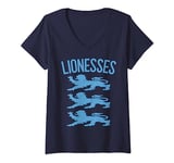 Womens Lionesses, For Women, Men, Boys or Girls. Retro England V-Neck T-Shirt