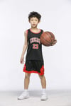 MMW Kids' NBA Jerseys Set - Bulls Jordan#23 / Lakers James#23 / Warriors Curry#30 Basketball Shirt Vest Top Summer Shorts for Boys and Girls,Black - Bulls Jordan #23,L (140-150cm)