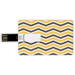 32G USB Flash Drives Credit Card Shape Yellow Chevron Memory Stick Bank Card Style Large Zigzags in Retro Design Geometrical Horizontal Tile,Charcoal Grey Yellow Cream Waterproof Pen Thumb Lovely Jump