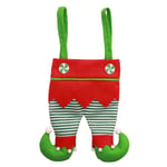 Red Wine Bottle Bag Christmas Elf Pants Gift Food Holder Green Strap Stripe