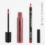 2 NYX Liquid Suede Cream Lipstick 04 Soft Spoken + Slim Lip pencil 828 Ever Set