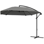 Fribärande paraply, aluminiumdiameter 260 cm, parasoll, vattentät, vevparaply med stativ, vev, vindlås, fällbart marknadsparaply
