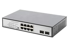 DIGITUS Routeur filaire Commutateur Gigabit PoE 8 Ports, 19", Non géré, 2 Liaisons Montantes