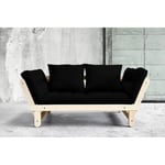 Inside75 Banquette méridienne style scandinave futon noir BEAT couchage 75*200cm
