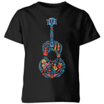 Coco Guitar Pattern Kids' T-Shirt - Black - 9-10 Years