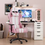 Rattantree - Fauteuil gamer, Chaise gaming, Chaise de bureau Réglable Pivotant, Rose - Rose