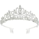 Makone tiara kristallkrona med strasskam för brudkrona, bröllop, bal, skönhetstävling, prinsessfester, bröllop tiara, tiara barn, prinsessa
