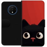 OnePlus 7T Svart Plånboksfodral Busig Katt