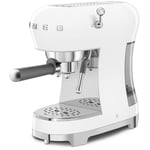 Smeg ECF02WHUK 50s Retro Style Espresso Coffee Machine with Steam Wand White