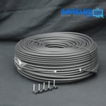 50m Black RG6 Satellite Coax Cable + F's & Clips For Freesat TV Aerial & Sky HD