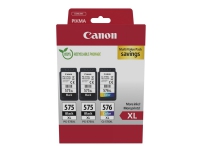Canon PG-575XLx2/CL-576XL Multipack - 3-pack - Lång livslängd - svart, färg (cyan, magenta, gul) - original - hängande låda - bläckpatron - för PIXMA TR4750i, TR4751i, TS3550i, TS3551i