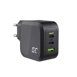 Chargeur compact Green Cell GC PowerGaN 65W pour MacBook, tablette, smartphone, Nintendo Switch (2x USB-C, 1x USB-A)