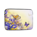 Laptop Case,10-17 Inch Laptop Sleeve Carrying Case Polyester Sleeve for Acer/Asus/Dell/Lenovo/MacBook Pro/HP/Samsung/Sony/Toshiba,Blue Irises White Flowers Butterfly 17 inch