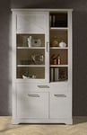Forte ROCKHAMPTON Vitrine Gauche avec 2 Portes, 1 Porte vitrée, 1 tiroir, matériau en Bois, pin Blanc, L x H x P : 108,2x206,2x42
