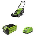 Greenworks G40LM41 Cordless Lawn Mower 40V 41cm + 2Ah Battery and Charger