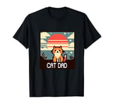 Cat Dad Pixel art 8 16 Bit Artwork Gamer Vintage Sunset T-Shirt