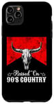 iPhone 11 Pro Max Retro Raised On 90's Country Music Bull Skull Western Style Case