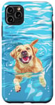 Coque pour iPhone 11 Pro Max Drôle labrador retriever dans l'eau de piscine natation mignon chien maman papa