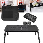 Portable Laptop Desk Foldable Table e-Table w/ USB Cooling Fan Stand Bed TV Tray