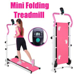 DYHQQ Mechanical Foldable Treadmill, LCD Screen, with Display Time Cardio Fitness, Folding walking treadmill for Home and Office,Pink