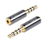 NOWBOTUCH 3.5mm Male to 2.5mm Female Adapter(2 Pack), Gold Plated 2.5mm Female Jack to 3.5mm Male 4 Poles Jack Stereo Earphone Audio Headphone Connector Converter Supports Microphone/Mic and Headphone