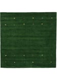 CarpetFine Tapis de Laine Gabbeh Uni carré Vert 200x200 cm | Tapis Moderne pour Le Salon et la Chambre à Coucher