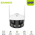 WiFi Caméra de sécurité extérieure panoramique Double objectif 2K 4MP ultra grand angle 180° vision nocturne couleur détection intelligente audio