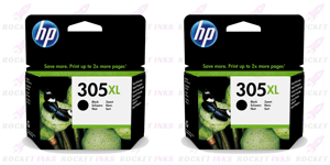 2x HP 305XL Black Original Ink Cartridges For ENVY 6032e Printer 3YM62AE