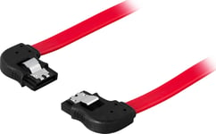 Deltaco SATA/SAS-kabel, lås-clips, vinklad, 1m