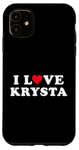 Coque pour iPhone 11 J'aime Krysta, nom correspondant à la petite amie et au petit ami Krysta