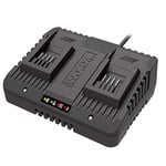 WORX - Chargeur double 20 V Li-Ion 2.0 A à 5Ah- WA3772 (Compatible avec les batteries des outils sans fil Worx PowerShare 20 V)
