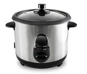 Todeco Cuiseur à Riz 1 L, Cuiseur Riz avec Fonction de Maintien au Chaud, Rice Cooker Inclus Cuillère à Riz et Tasse à Mesurer - Argent/Noir