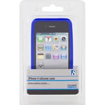 iPhone 4-kit med silikonskal, skärmskydd och putsduk, blå