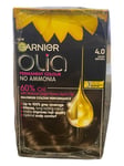 3 Pack of Garnier Olia Hair Dye No Ammonia Permanent Hair Colour 4.0 Dark Brown