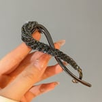 Rhinestone Bananklämma Glittrande Hårklämmor SVART black