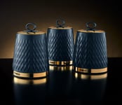 Tower Empire Midnight Blue/Brass Set of 3 Tea Coffee & Sugar Storage Canisters