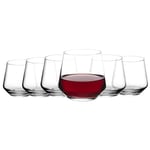 Amisglass Stemless Wine Glasses Set of 6, Classy Red White Wine Glass Made from 100% Lead-Free Premium Crystal Glass, Sleek Modern Drinking Tumbler for Cabernet, Pinot Noir, Burgundy, Bordeaux - 390ml