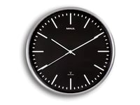 MAUL Horloge Murale MAULfly Ø 30 cm | Horloge radiopilotée élégante | Cadre étroit en Aluminium au Design Moderne | idéal au Bureau et en intérieur | Pile Incluse | Noir