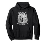 Bigfoot Play Guitar with Alien Distressed Graphic Quote Pullover Hoodie