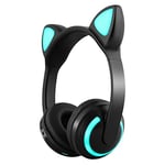 VCX Bluetooth Headphone Wireless Ear Headphones Gaming Headset Cat Ear Flashing Glowing with led light Grils boys earbuds for phone (Color : Cat ears)