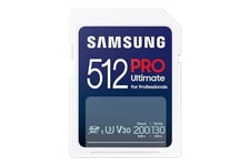 Samsung Pro Ultimate Carte SD MB-SY512SB/WW avec Lecteur USB Inclus, 512 Go, UHS-I U3 Full HD et 4K UHD 200 Mo/s en Lecture et 130 Mo/s en écriture pour Smartphone, Drone ou caméra d'action