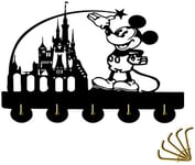 Disney Castle Door Hooks,Disney Mickey Mouse Cartoon Animation Coat Hooks,Key Holder,Key Hanger For Wall、Entryway And Living Room -Unigue Gift-5 Hooks-20LB(Max)