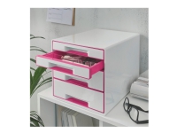 Skrivbord Cube Leitz WOW 4-lådor vit/rosa