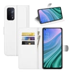 SPAK OPPO A54 5G/A74 5G/A93 5G/OnePlus Nord N200 5G Case,Premium Leather Wallet Flip Cover for OPPO A54 5G/A74 5G/A93 5G/OnePlus Nord N200 5G (White)