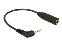 Delock - Audio-adapter - mikrostereojack hona till mini-phone stereo 3.5 mm hane - 17 cm - svart - vänstervinklad kontakt