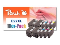 Peach Combi-Pack E27XL - 10-pack - svart, gul, cyan, magenta - kompatibel - återanvänd - bläckpatron (alternativ för: Epson 27XL, Epson T2714) - för Epson WorkForce WF-3620, 3640, 7110, 7210, 7610, 7620, 7710, 7715, 7720