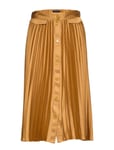 Scotch & Soda Pleated Midi Skirt With Placket Knälång Kjol Gul [Color: HONEY ][Sex: Women ][Sizes: S,M,L,XL ]
