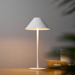 Laddbar sladdlös bordslampa, dimbar LED-batteridriven skrivbordslampa, vattentät, 3000K varmvit lampa, metall nattlampa för sovrum, uteplats ( White